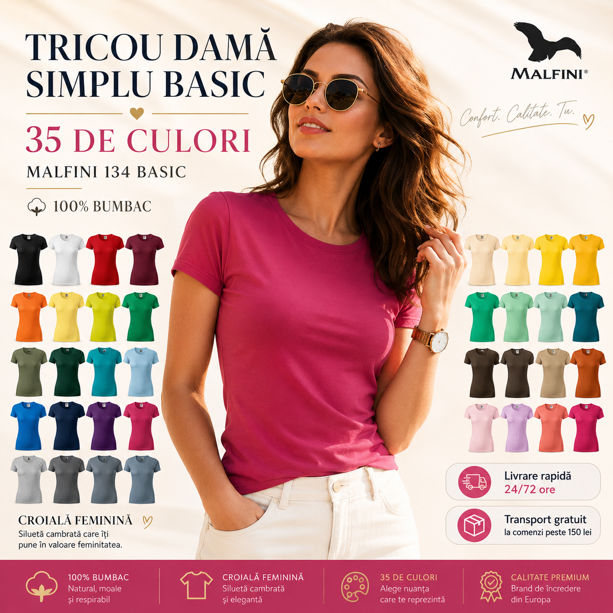 Alege o culoare perfecta pentru tricou dama